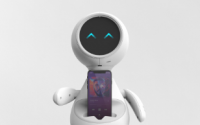可爱的机器人是您忠实的智能手机伴侣的完美底座
