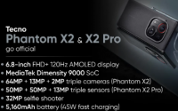 Tecno Phantom X2和Phantom X2 Pro旗舰智能手机已经推出