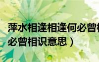萍水相逢相逢何必曾相识的意思（萍水相逢何必曾相识意思）