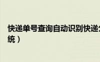 快递单号查询自动识别快递公司（快递单号自动识别查询系统）