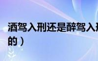 酒驾入刑还是醉驾入刑（醉驾入刑是谁提出来的）