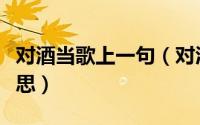 对酒当歌上一句（对酒当歌把酒问青天什么意思）