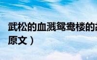 武松的血溅鸳鸯楼的故事（武松血溅鸳鸯楼的原文）