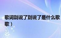 歌词别说了别说了是什么歌（歌词里面有别说了别说是什么歌）