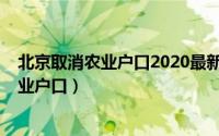 北京取消农业户口2020最新（2022年北京什么时候取消农业户口）