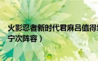 火影忍者新时代君麻吕值得培养吗（火影忍者新世代君麻吕宁次阵容）