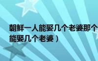 朝鲜一人能娶几个老婆那个国家是一夫多妻制?（朝鲜一人能娶几个老婆）