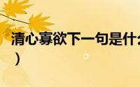 清心寡欲下一句是什么（清心寡欲是什么意思）