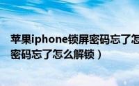 苹果iphone锁屏密码忘了怎么解锁手机（苹果iphone锁屏密码忘了怎么解锁）