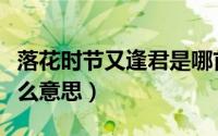 落花时节又逢君是哪首诗（落花时节又逢君什么意思）