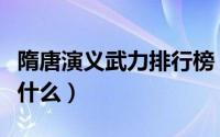 隋唐演义武力排行榜（隋唐演义的武力排名是什么）