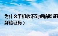 为什么手机收不到短信验证码（在12306里为什么手机收不到验证码）