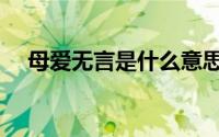 母爱无言是什么意思（母爱无言的意思）