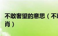 不敢奢望的意思（不敢奢望天各一方是什么生肖）