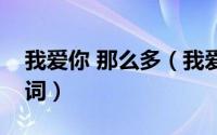 我爱你 那么多（我爱你那么多是哪首歌的歌词）