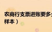 农商行支票进账要多久（农商行转账支票填写样本）