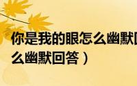 你是我的眼怎么幽默回答女生（你是我的眼怎么幽默回答）