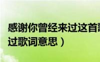感谢你曾经来过这首歌的含义（感谢你曾经来过歌词意思）