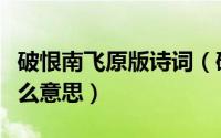 破恨南飞原版诗词（破恨南飞这首歌到底是什么意思）