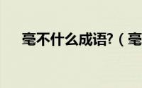 毫不什么成语?（毫不汗颜是不是成语）
