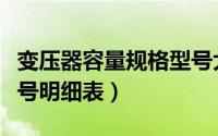 变压器容量规格型号大全（变压器容量规格型号明细表）