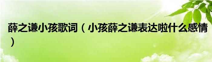 薛之谦小孩歌词（小孩薛之谦表达啦什么感情）