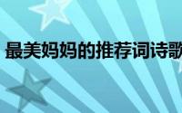 最美妈妈的推荐词诗歌（最美妈妈的推荐词）
