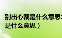 别出心裁是什么意思才是什么意思（别出心裁是什么意思）