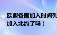 欧盟各国加入时间列表（欧盟27个国家全部加入北约了吗）