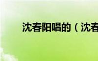 沈春阳唱的（沈春阳最红的一首歌）