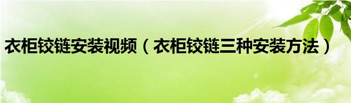 衣柜铰链安装视频（衣柜铰链三种安装方法）