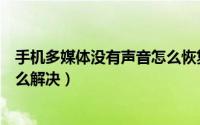 手机多媒体没有声音怎么恢复正常（手机多媒体没有声音怎么解决）