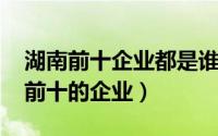 湖南前十企业都是谁家的（2021年湖南排名前十的企业）
