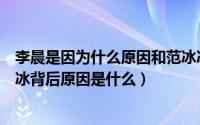 李晨是因为什么原因和范冰冰分手（李晨现场发飙骂哭范冰冰背后原因是什么）