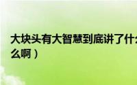 大块头有大智慧到底讲了什么（大块头有大智慧到底讲的什么啊）