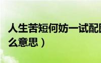 人生苦短何妨一试配图（人生苦短何妨一试什么意思）