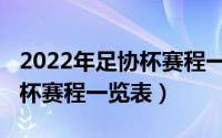 2022年足协杯赛程一览表最新（2022年足协杯赛程一览表）