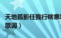 天地孤影任我行啥意思（天地孤影任我行原唱歌词）