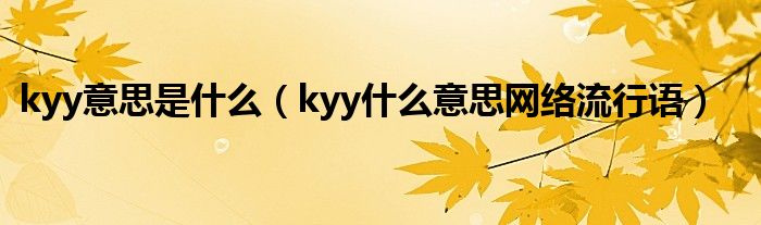 kyy意思是什么（kyy什么意思网络流行语）