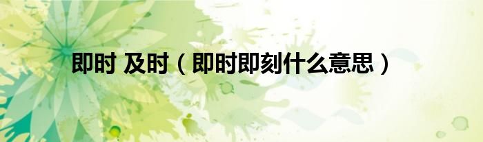 即时 及时（即时即刻什么意思）