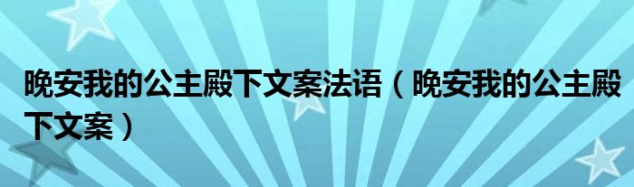晚安我的公主殿下文案法语（晚安我的公主殿下文案）