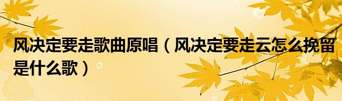 风决定要走歌曲原唱（风决定要走云怎么挽留是什么歌）