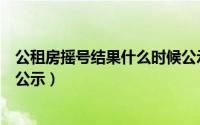 公租房摇号结果什么时候公示啊（公租房摇号结果什么时候公示）