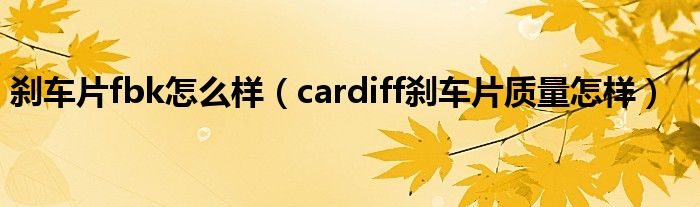 刹车片fbk怎么样（cardiff刹车片质量怎样）