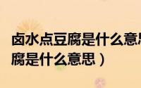 卤水点豆腐是什么意思卤水是什么（卤水点豆腐是什么意思）