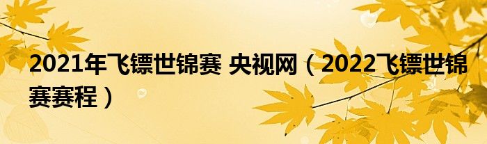 2021年飞镖世锦赛 央视网（2022飞镖世锦赛赛程）