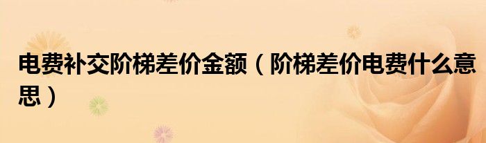 电费补交阶梯差价金额（阶梯差价电费什么意思）