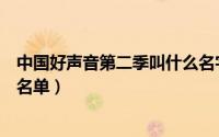 中国好声音第二季叫什么名字（中国好声音第二季所有歌曲名单）