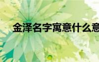 金泽名字寓意什么意思（金泽名字寓意）