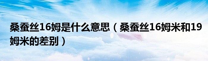 桑蚕丝16姆是什么意思（桑蚕丝16姆米和19姆米的差别）